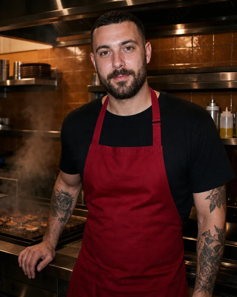 Tom Greenslade behind the counter