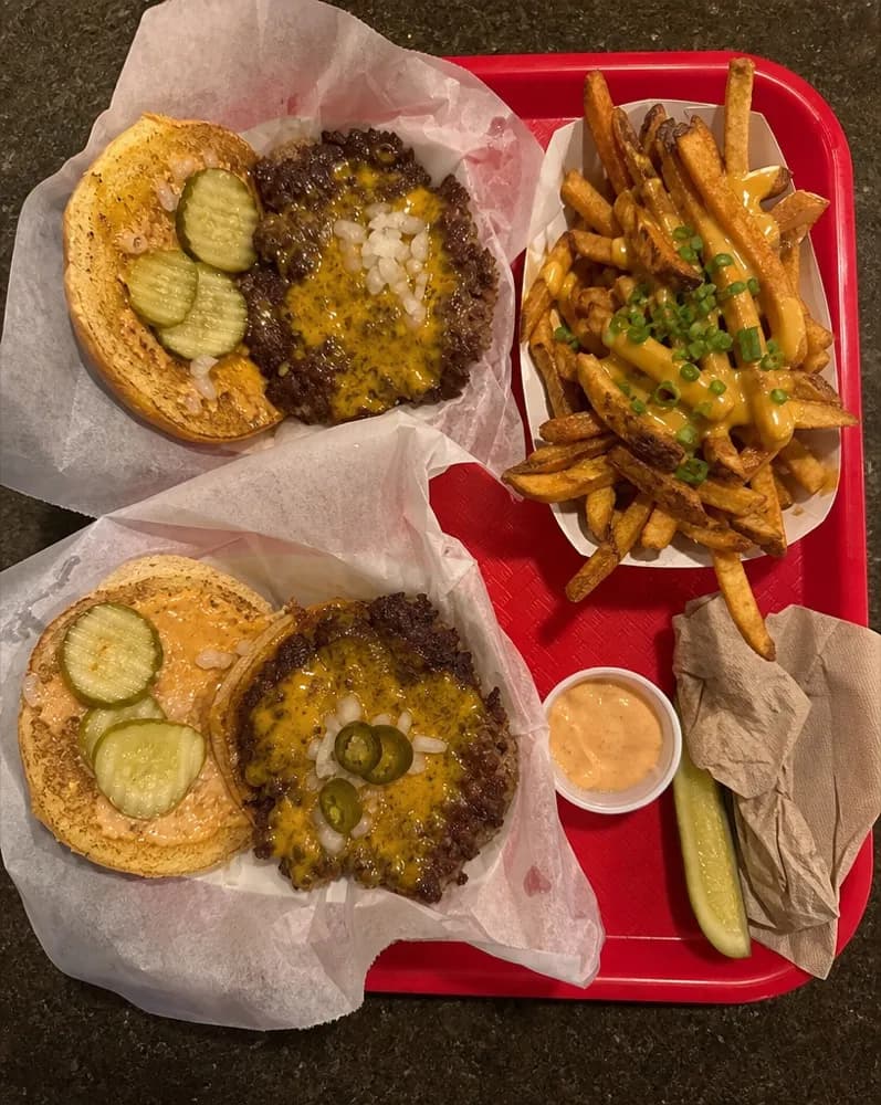 Two plates waiting on the pass